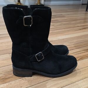 UGG Black Suede Moto Boots